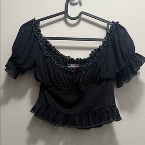 Urban Outfitters Black Ruffled Blouse